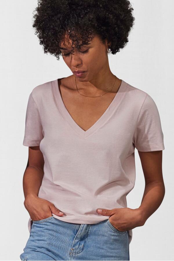 Produktansicht: B&C leichtes Damen T-Shirt mit tiefem V-Ausschnitt