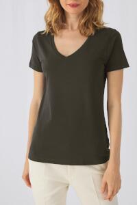 Produktfoto B&C Damen Kurzarm T Shirt aus Bio Baumwolle mit tiefem V Ausschnitt