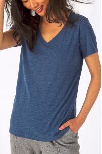 Produktfoto B&C Triblend atmungsaktives Damen Kurzarm T Shirt mit tiefem V-Ausschnitt