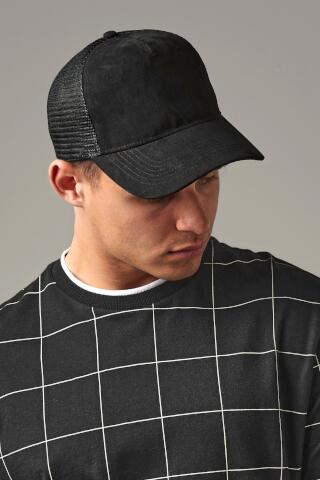 Produktansicht: Beechfield Trucker Cap mit Front in Wildleder-Optik