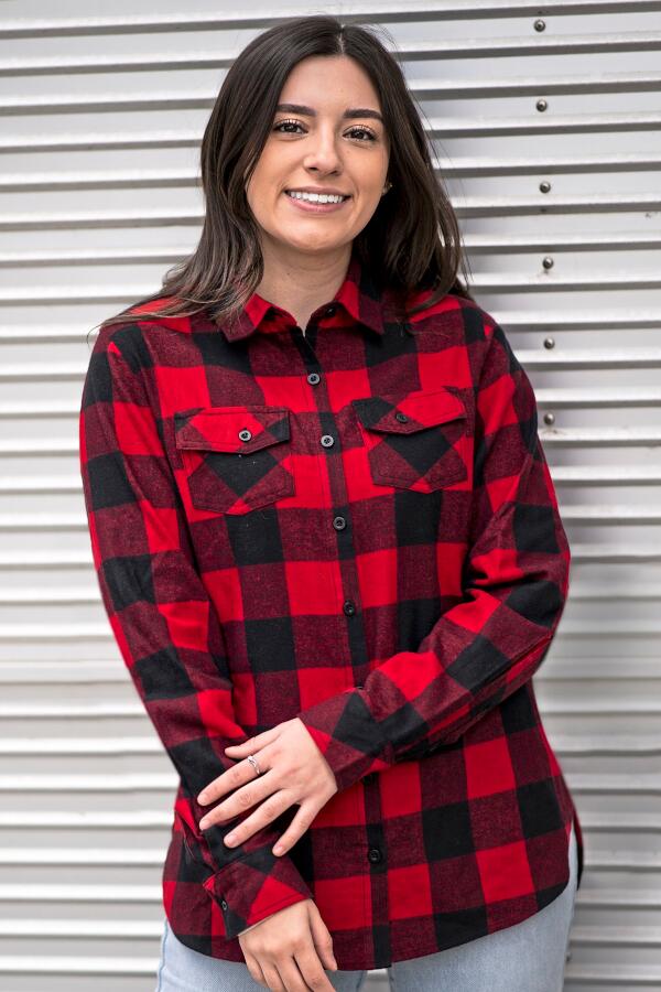 Produktansicht: Burnside kariertes Damen Flanellhemd bis Größe 3XL Produktansicht: Burnside kariertes Damen Flanellhemd bis Größe 3XL