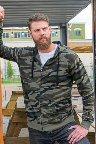 Produktansicht: Burnside Herren Kapuzen Sweatjacke mit Camouflage Print bis Größe 3XL