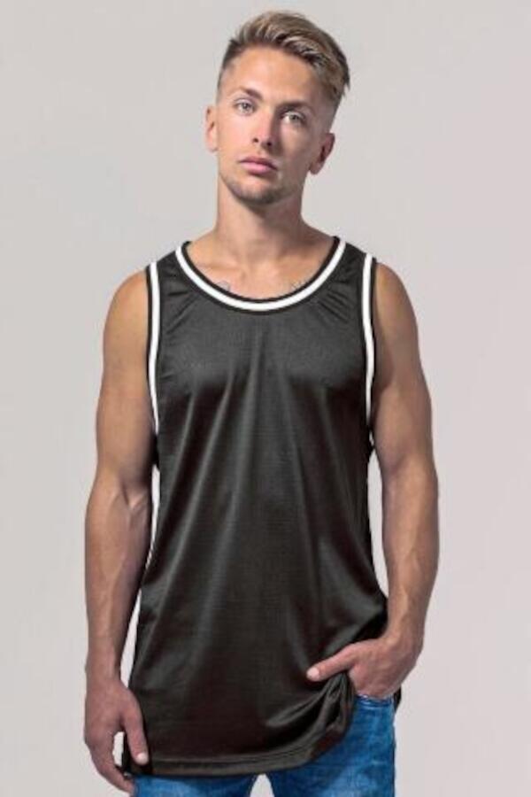 Produktansicht: Build Your Brand ärmelloses Herren Tankshirt aus Netzgewebe