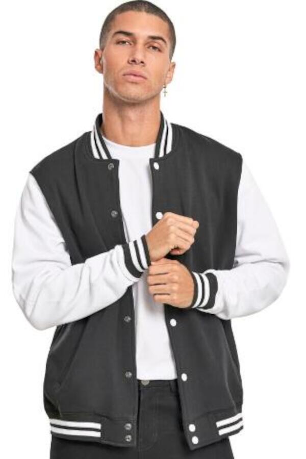 Produktansicht: Build Your Brand Herren College Sweaterjacke mit Druckknöpfen