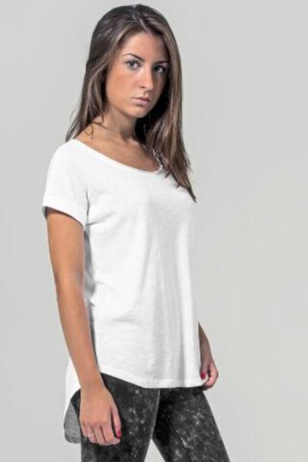 Produktansicht: Build Your Brand Damen Slub T-Shirt mit verlängertem Rücken