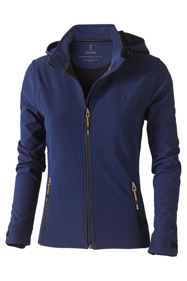 Produktansicht: Elevate Langley Damen Softshell Jacke mit abnehmbarer Kapuze Produktansicht: Elevate Langley Damen Softshell Jacke mit abnehmbarer Kapuze