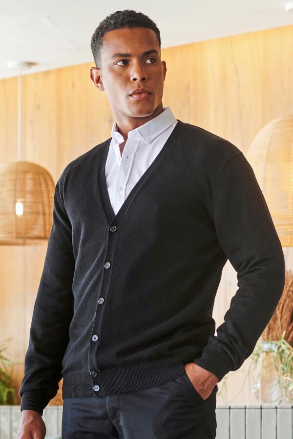 Produktansicht: Henbury Herren Strickjacke (Cardigan) mit V Ausschnitt und Knöpfen bis 4XL