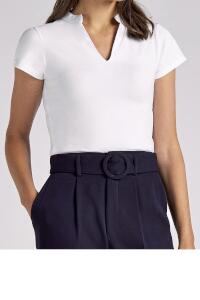 Produktfoto Kustom Kit Damen T-Shirt mit Mandarin Stehkragen und tiefem V Ausschnitt
