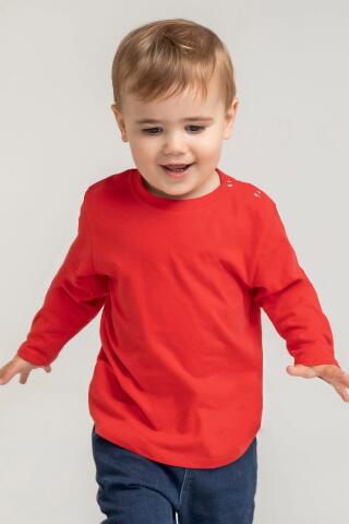 Produktansicht: Larkwood Langarm T-Shirt mit Druckknöpfen für Babys und Kleinkinder Produktansicht: Larkwood Langarm T-Shirt mit Druckknöpfen für Babys und Kleinkinder
