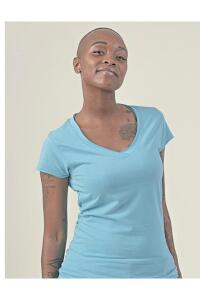 Produktfoto JHK Sicilia tailliertes Damen T Shirt mit tiefem V Ausschnitt