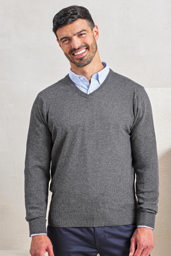 Produktansicht: Premier Workwear Herren Strickpulli mit V-Ausschnitt bis 4XL Produktansicht: Premier Workwear Herren Strickpulli mit V-Ausschnitt bis 4XL