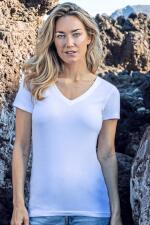 Produktfoto Promodoro Slim Fit Damen Stretch T-Shirt mit V Ausschnitt