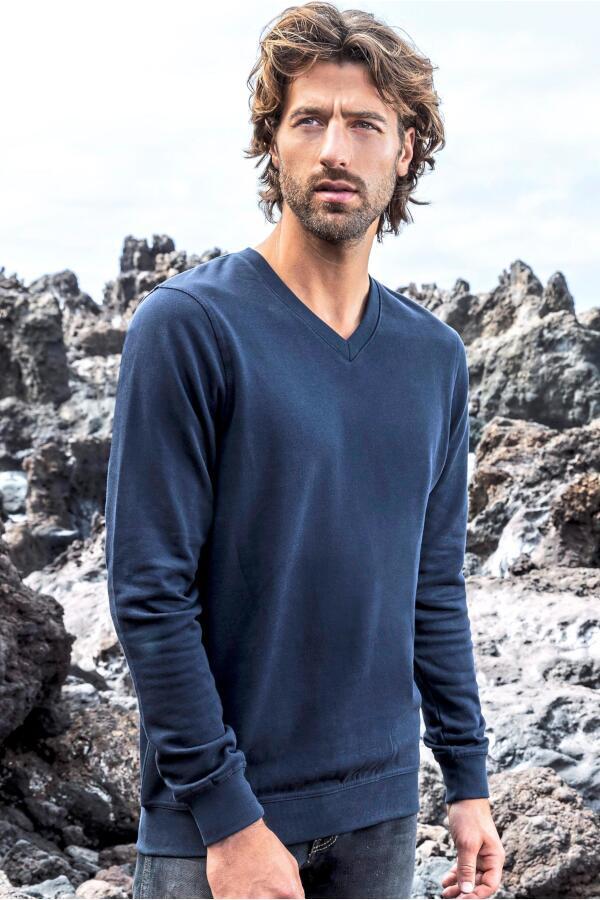 Produktansicht: Promodoro Herren Sweatshirt aus 100% Baumwolle mit V Ausschnitt bis 3XL