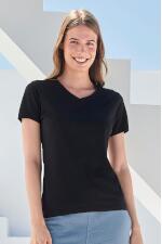 Produktfoto Skinnifit langes Damen Stretch T Shirt mit V Ausschnitt