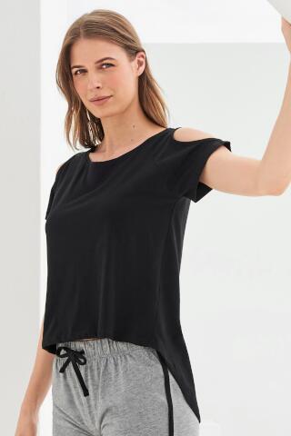 Produktansicht: Skinnifit Damen T Shirt mit langem Rückenteil und Schulterausschnitt Produktansicht: Skinnifit Damen T Shirt mit langem Rückenteil und Schulterausschnitt