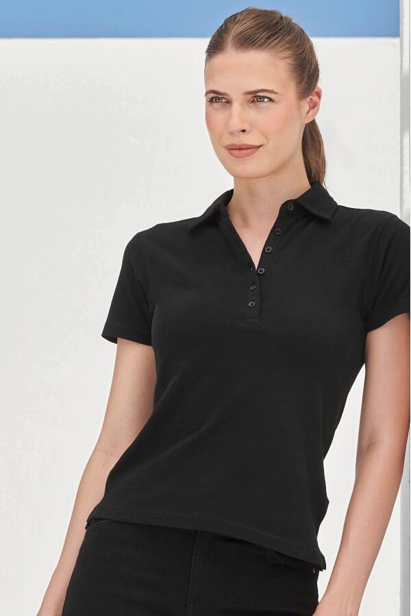 Produktansicht: Skinnifit Damen Stretch Poloshirt mit 6 Knöpfen