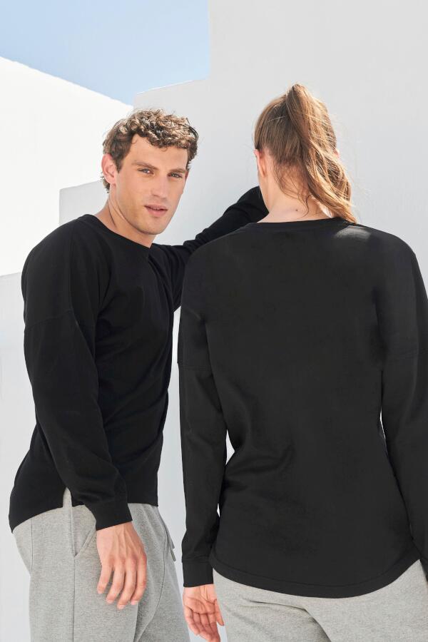 Produktansicht: Skinnifit Slogan leichter Sweatpulli mit abfallenden Schultern