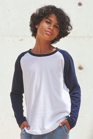Produktansicht: Skinnifit länger geschnittenes Kinder Langarm Baseball T-Shirt Produktansicht: Skinnifit länger geschnittenes Kinder Langarm Baseball T-Shirt