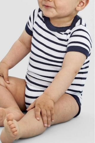 Produktansicht: Sols Miles gestreifter Baby Kurzarm Matrosen Einteiler Produktansicht: Sols Miles gestreifter Baby Kurzarm Matrosen Einteiler