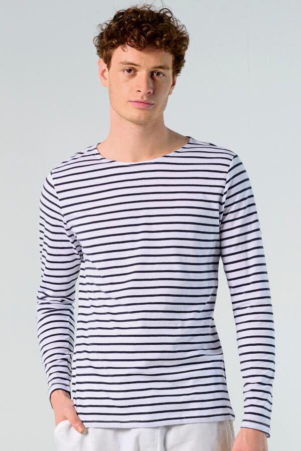 Produktansicht: SOL´S Marine gestreiftes Herren Langarm T Shirt