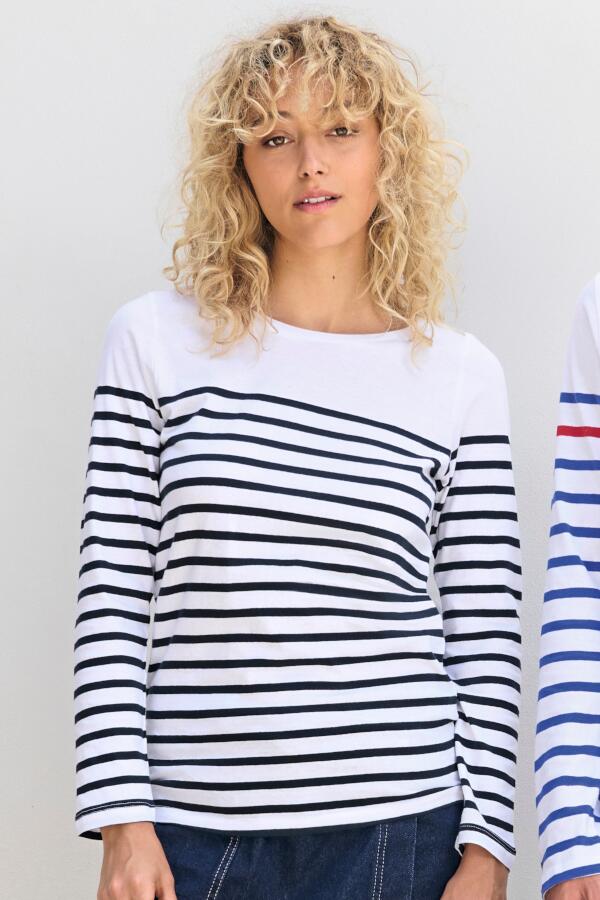 Produktansicht: Sols gestreiftes Damen Langarm Marine T-Shirt Produktansicht: Sols gestreiftes Damen Langarm Marine T-Shirt