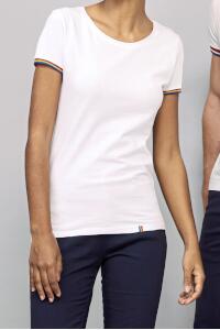 Produktfoto Sols Damen T-Shirt mit geringelten Armabschlüssen
