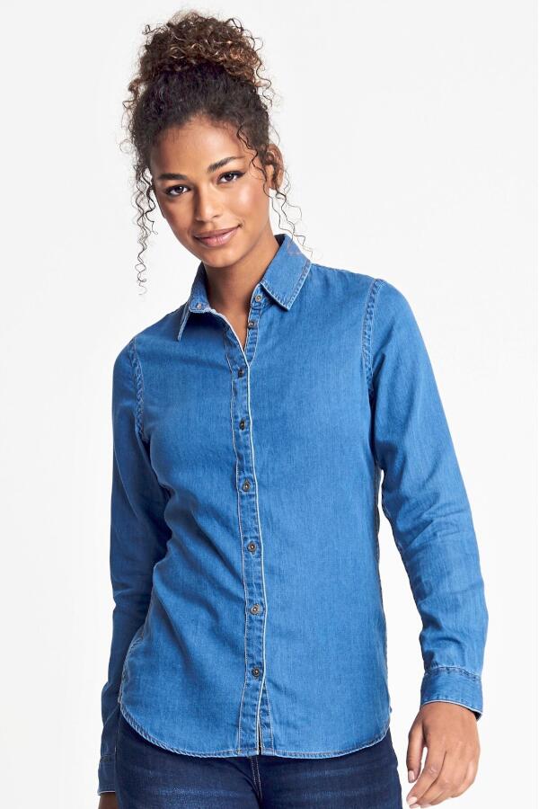 Produktansicht: So Denim Damen Jeanshemd ohne Taschen Produktansicht: So Denim Damen Jeanshemd ohne Taschen