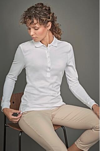 Produktansicht: Tee Jays schmal geschnittenes Damen Langarm Stretch Poloshirt bis 3XL Produktansicht: Tee Jays schmal geschnittenes Damen Langarm Stretch Poloshirt bis 3XL
